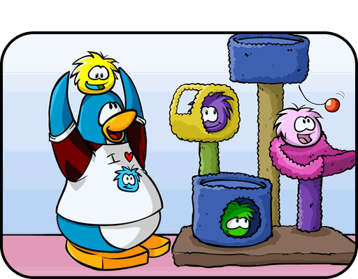 Pingüino cuidando a sus puffles.
