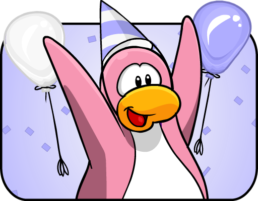 Pingüinos celebrando una fiesta en la isla.